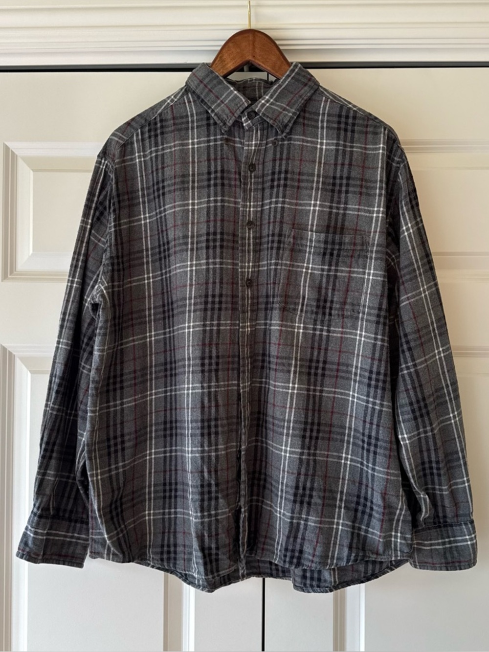 St. John's Bay Vintage Gray Flannel Check Shirt — Size L